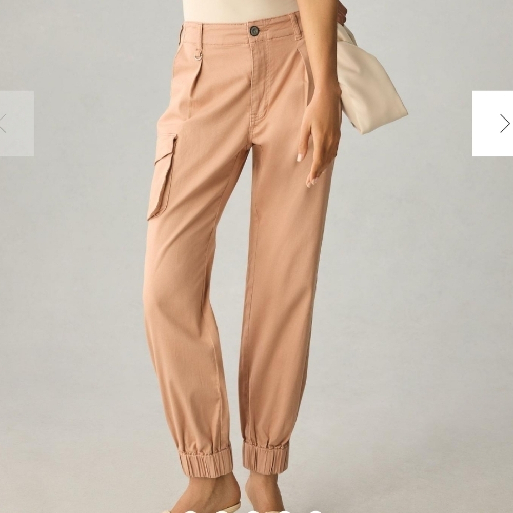 Anthropologie Pilcro Relaxed Low Rise Cargo Chinos Peach Beige Relaxed Baggy 27